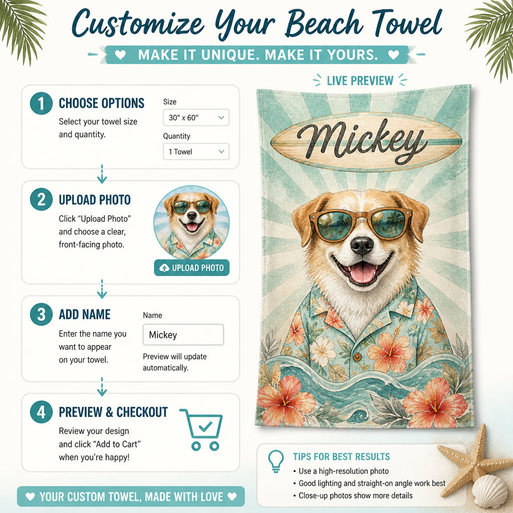 Custom Pet Name Beach Towel – Cool Sunglasses Remix - Personalized Beach Towel d8190344-678d-481e-97ba-6b5772a3e684.jpg