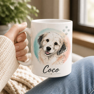 Custom Pet Watercolor Portrait Name Mug - Personalized Mug d84689e3-a67a-4450-a9d6-14433a04bd41.jpg