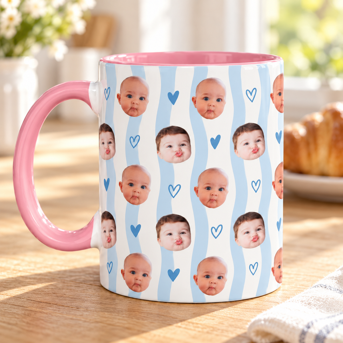 Personalized Baby Face Mug, Custom Photo Coffee Cup with Pink Stripes and Hearts, Mother’s Day Gift for Mom, Grandma and New Mom d8769a20-448c-49a2-ac82-b227fcbe4cab-Personalized-baby-face-mug-in-baby-blue-3.png