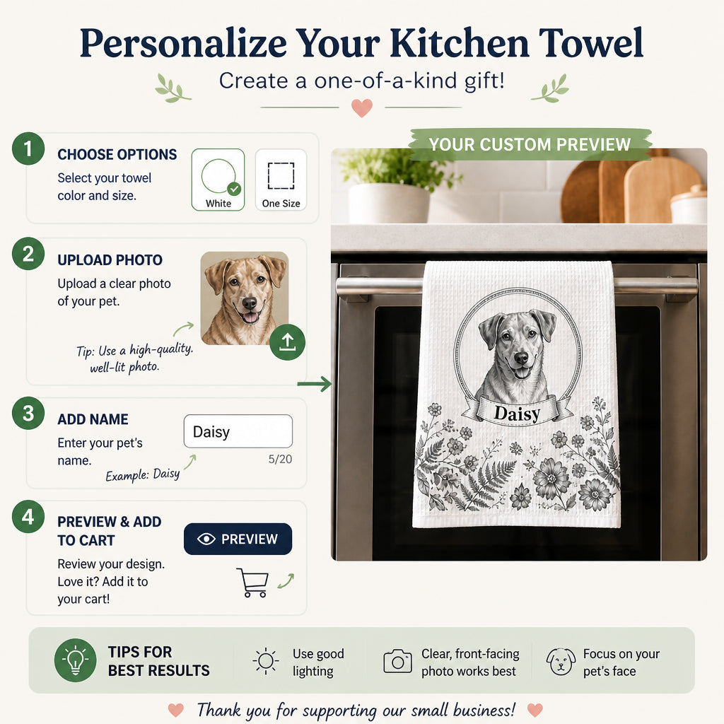 Custom Pet Portrait Kitchen Towel – Vintage Botanical Cameo - Personalized Kitchen Towel d88b0b78-68e4-4c80-80c4-bcc15ffe5da9.jpg