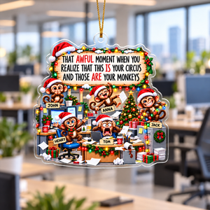Funny Coworker Bulk Gifts - Monkey Circus, Gag Gifts For Team - Personalized Ornament d8997597-d97d-4b61-947d-81bef6c82bd2-2.png