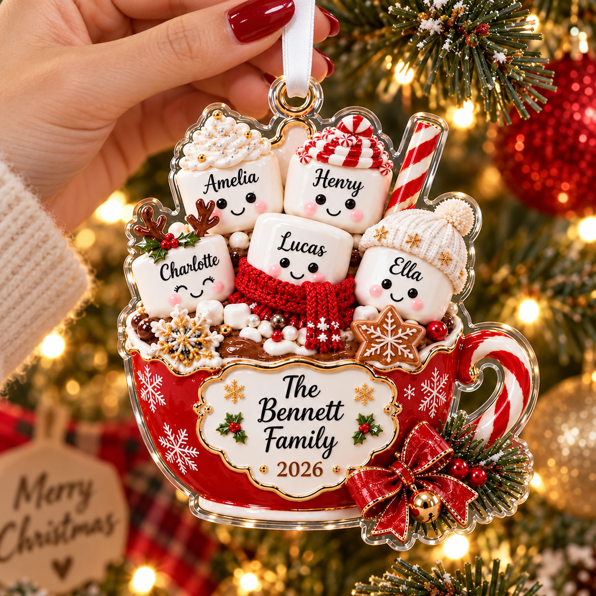 Personalized Family Christmas Ornament, Hot Cocoa Marshmallow Keepsake, Custom Name GIFT 2026, Holiday Tree Decor, Family Gift for Parents d8a280a7-6ae7-48d5-aded-4d361ca828f9-BN-3-.png