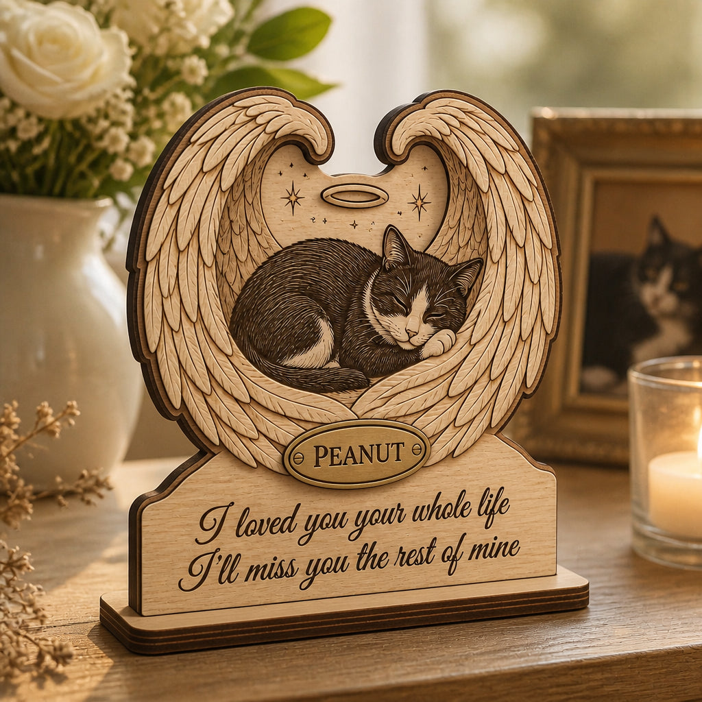 Angel Wings Pet Memorial - Name Tag Standing Wood Sign - Personalized Wooden custom shape Standing 2 layer (5mm) d8b8bcfe-6a33-4271-aa3d-687bc2eee367.jpg