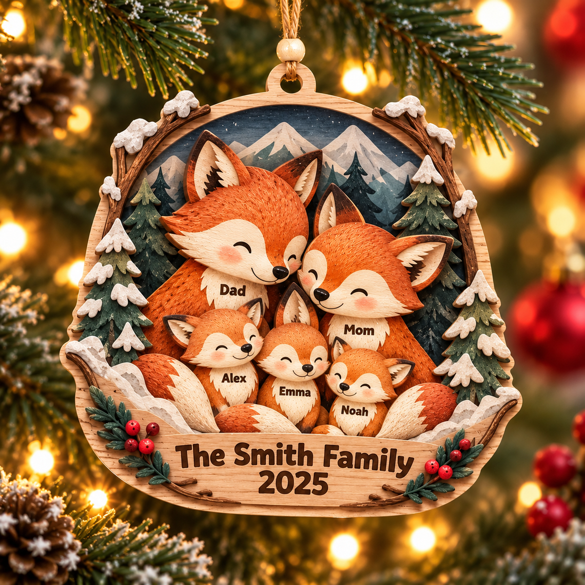 Personalized Fox Family Layered Wood Christmas Ornament, Custom Family Name Fox Ornament, Woodland Animal Family Keepsake, Christmas Gift 2026 d8dd429c-4428-44aa-bfc6-fffad7f7b4f7-Image-Oct-28-2026-05_08_18-PM-4.png