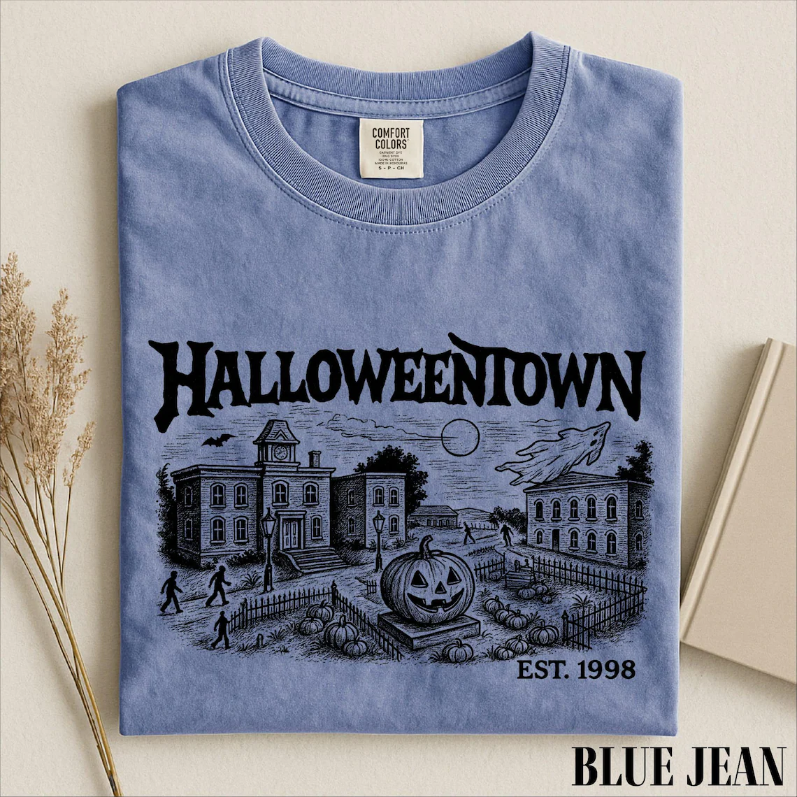 Halloweentown Comfort Colors Shirt, Spooky Town Graphic Tee, Haunted Retro Humor Top, October Halloween Gift Shirt for Seasonal Lovers d90a677c-f01b-488a-965d-24f797d85d75-5_converted.png
