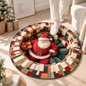 Santa Claus 3D Illusion Round Rug, Christmas Holiday Festive Decor - Special Gift For Famnily, Friends d91e09f0-6f11-46a5-a8a7-5dd8acfbf180-ne4.png