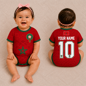 Custom Morocco Baby Bodysuit, Personalized Morocco Soccer Onesie, World Cup 2026 Baby Gift, Custom Name Number Outfit