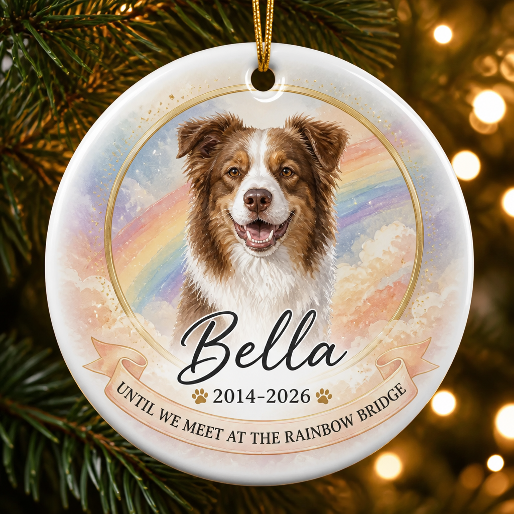 Rainbow Bridge Pet Memorial Photo Ornament – Watercolor Portrait - Personalized Ornament d93dbaa4-fe8d-4f60-b595-74065b2504c4.png