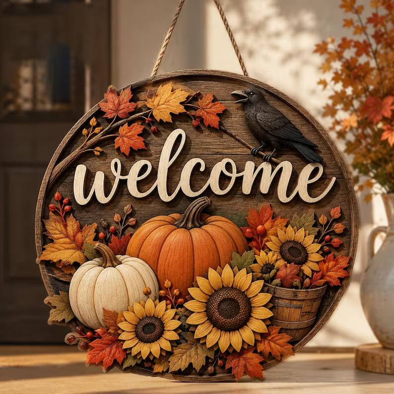 Fall Welcome Door Sign, Autumn Pumpkin Door Hanger, Sunflower Front Porch Decor, Rustic Thanksgiving Wreath, Harvest Home Decor Gift d942c9fd-a705-43a2-b0d8-b67e9bca7c96-gbnnf-1-.jpg