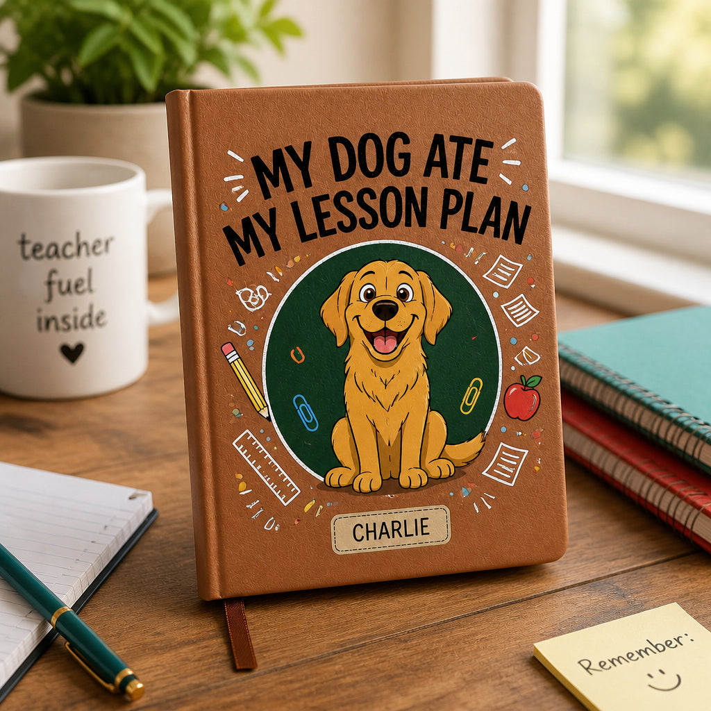 My Dog Ate My Lesson Plan — Teacher Journal with Pet Name - Personalized Graphic Leather Journal d9689aa8-0a6b-423f-9acb-d4883a048fb3.jpg
