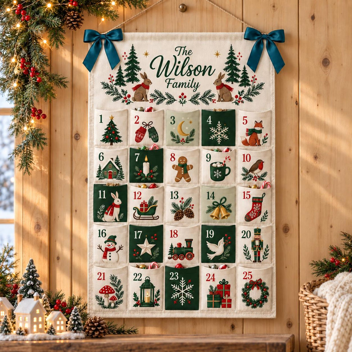 Personalized Woodland Advent Calendar, 25 Pocket Christmas Countdown, Family Name Wall Hanging d9739211-689c-42cf-ae19-0595b16a4d27-il_1588xN.8553485100_qou3.jpg
