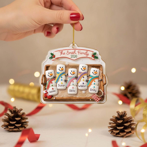 Marsmallow Snowman Family - Personalized Acrylic Ornament - Christmas Gift For Family d988abe0-d71e-4070-8e18-c058c189d428-3_converted.png