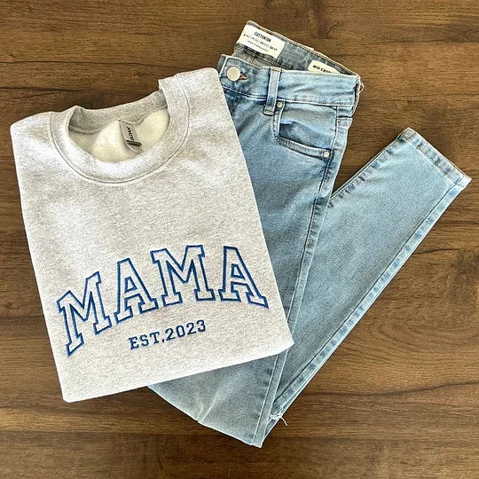 Mama Embroidered Sweatshirt, Custom Mama Shirt