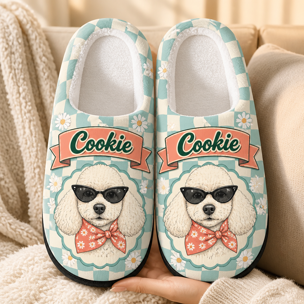 Custom Pet Name Sunglasses Dog Fleece Slippers - Personalized Fleece Slipper d9be5279-b2bd-4250-a66c-0ce672dd308c.png