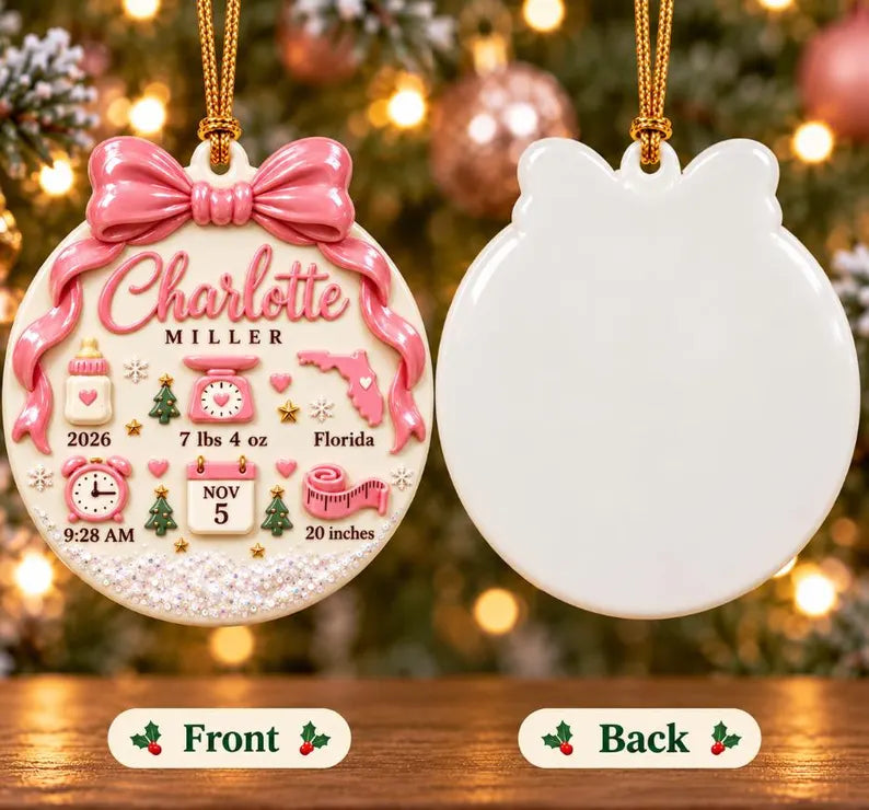 Personalized Baby Birth Stats Christmas Ornament, 3D Relief Acrylic Ornament, Custom Newborn Girl Keepsake, First Christmas Baby Gift d9c980b0-04d9-4920-9b2f-90de7e8626fa--frewsadg-4-.webp