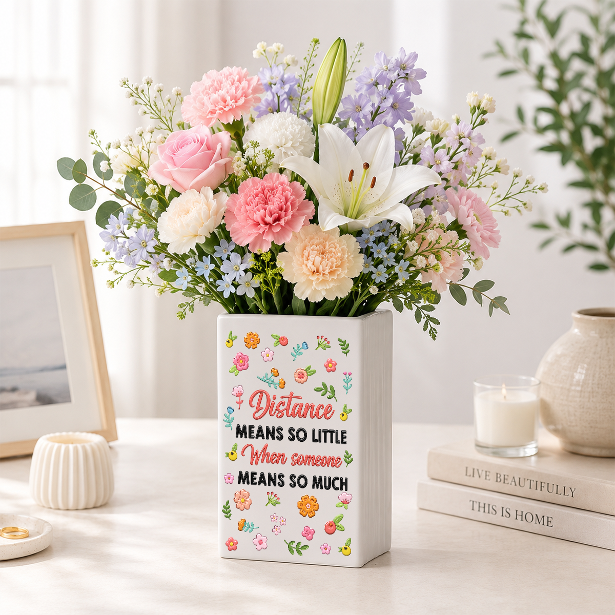 Distance Means So Little - Personalized Ceramic Book Vase d9cc07c9-f538-4946-b581-eab97e238ccc-4-36-.png