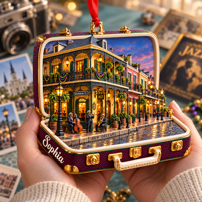 Personalized 3D French Quarter Suitcase Christmas Ornament – New Orleans USA Travel Souvenir & Gift for New Orleans Lovers d9d50df8-fb42-4892-9c4d-964821ea84cb-New-Orleans-French-Quarter-keepsake-4.png