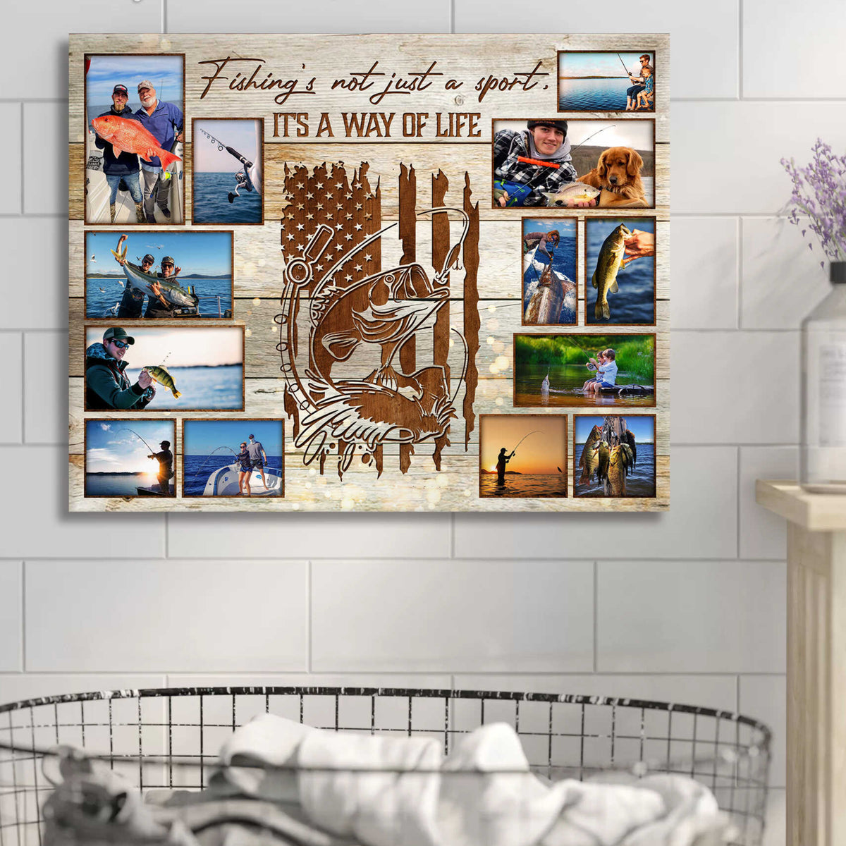 Fishing Photo Collage Canvas, Personalized Gift For Fisherman, Fishing Gift For Him, Father s Day Gift Ideas
