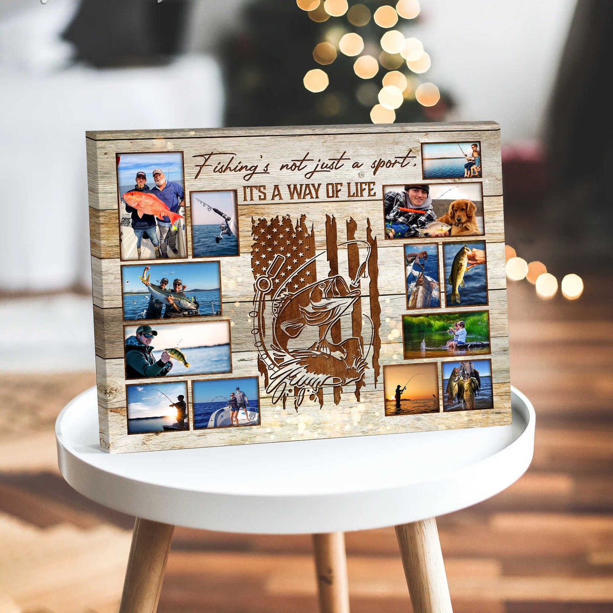 Fishing Photo Collage Canvas, Personalized Gift For Fisherman, Fishing Gift For Him, Father s Day Gift Ideas