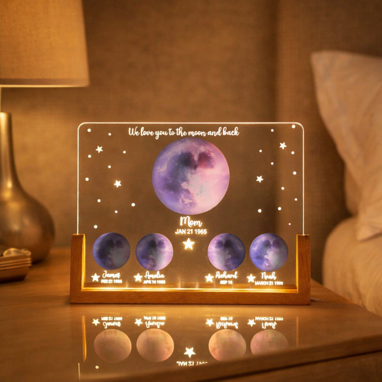 Personalized Moon Phase by Date, Custom Moon Phase Night Light, Mother s Day Gift, Gift For Mom, Custom Lunar By Date Gifts, Mama Gift