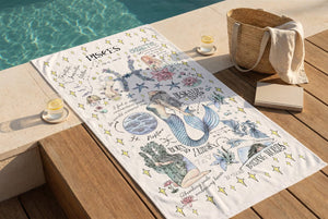 Zodiac Beach Towel Gemini Art Whimsical Summer Cloth Pisces Personalized Birthday Gift Women Astrology Present Daughter