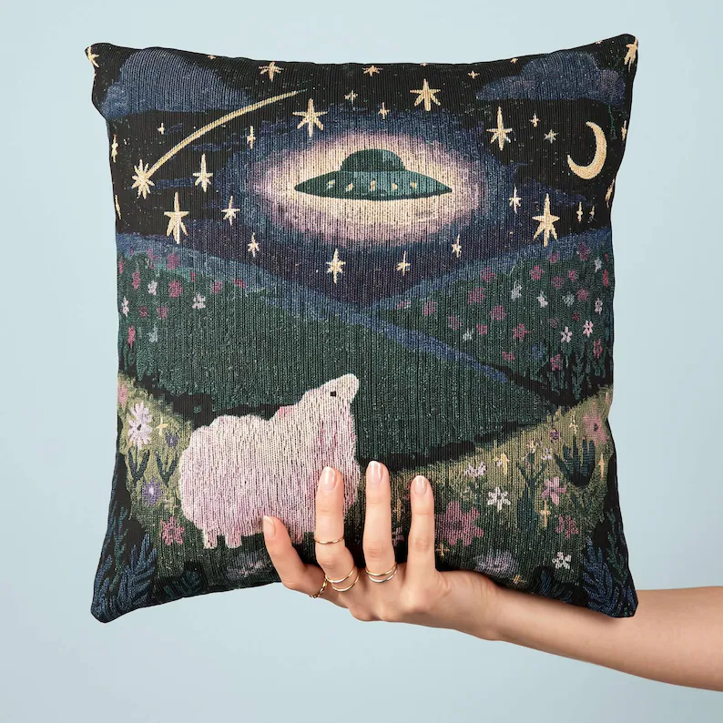 UFO Sheep Woven Throw Pillow, Alien Abduction Tapestry Cushion, Whimsical Celestial Home Decor, Sci-Fi Gift da013f22-4a19-47ec-a856-2ff4559750ec-lo_converted.png