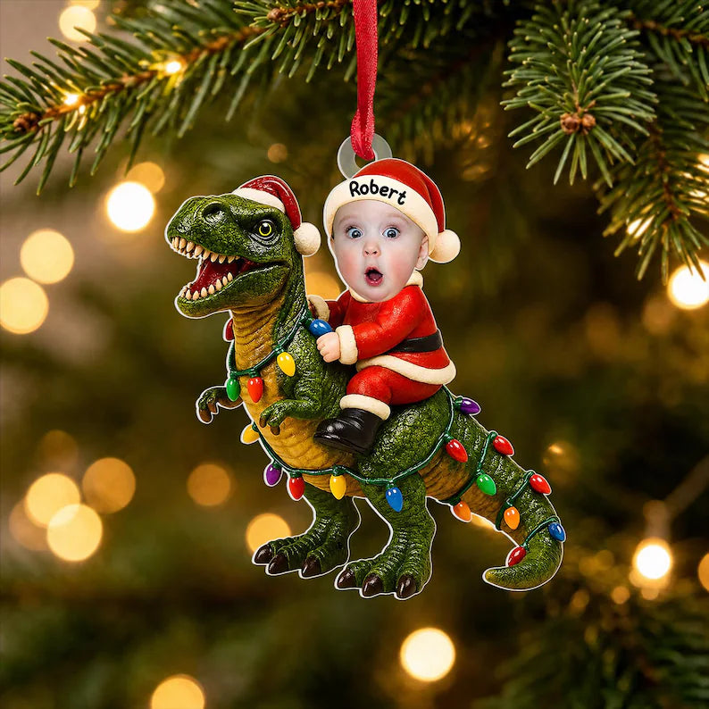Baby Santa Riding Dinosaur - Personalized 3D Baby Santa Dinosaur Christmas Ornament – Photo Keepsake Decor,Kids Room, Christmas Gift Idea da28ccae-5dd6-4884-bda4-39a2f29c17f6-ggh-1-.webp