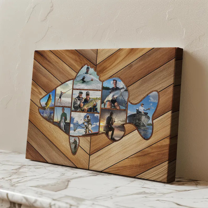 Custom Fishing Photo Collage Canvas, Fish Shape Personalized Wall Art, Unique Gift for Dad, Anniversary, Birthday Fishing Theme Décor da4df285-128b-417e-babd-44b52cc8a5f6-ghhgh-4-.webp