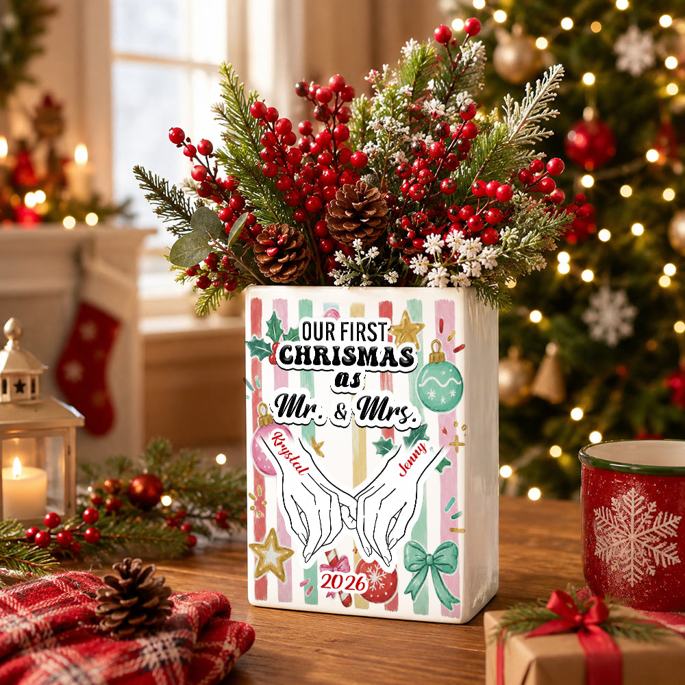 Our First Christmas As Husband And Wife - Personalized Ceramic Book Vase da563522-c57b-41fe-a01b-dcfe36fe9772-1-1-.jpg