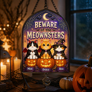 Beware of the Meownsters — Custom Pet Halloween Garden Flag - Personalized 1 Layered Suncatcher with Charm da610658-cb09-498f-8236-767d95fa4299.jpg