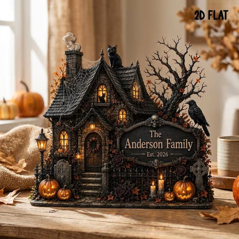 Personalized Haunted House Wooden Block, Custom Family Halloween Decor, Spooky House Table Decor, Gothic Halloween Keepsake, Halloween Gift da7d123d-d721-4423-a58c-7d458f0e609e-hjhjjh.jpg