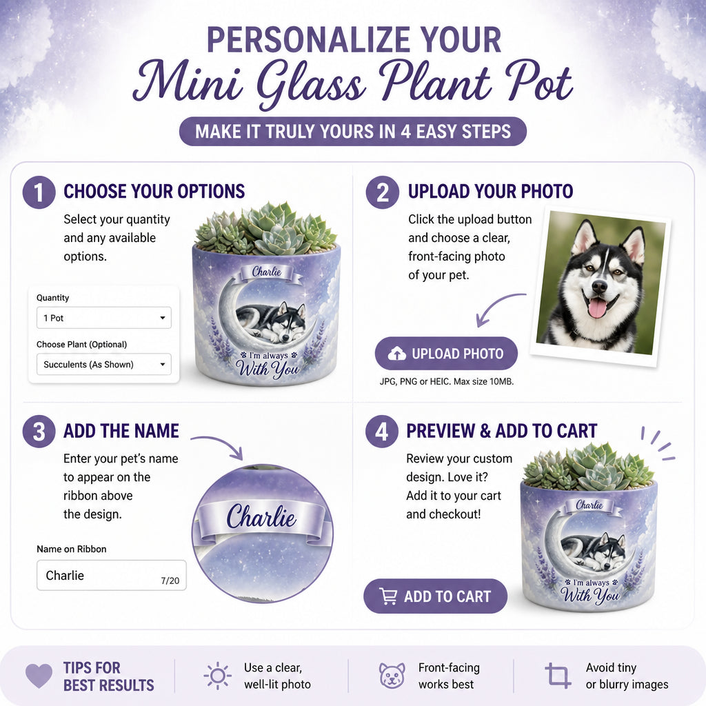 Pet Memorial Planter – I'm Always With You (Photo + Name) - Personalized Mini Glass Plant Pot da81fdff-937b-48b6-9752-d858a4224e6d.jpg