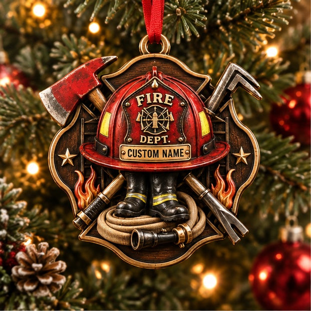Personalized Firefighter Helmet Christmas Ornament - Custom Name Fire Dept Gear Tree Decor da90fff5-5eec-48d0-8aa1-d362e161c58b-firefighter_mockup_1_tree.jpg
