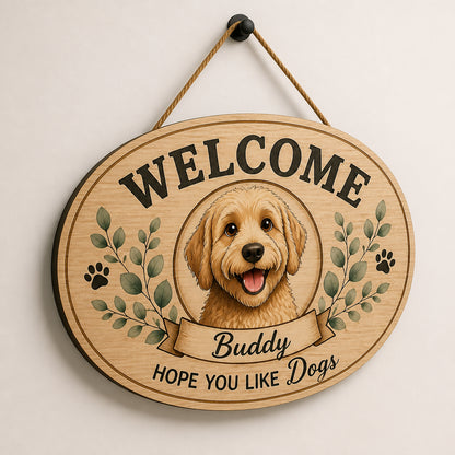 Personalized Welcome Dog Sign – Cartoon Pet Portrait & Name - Personalized Wood Sign dab69109-c4d0-4245-8d2f-79a5686c4c90.jpg