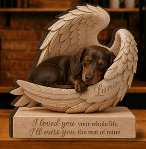 Personalized Wood German Shephed Memorial Block: Custom Angel Wing Dog Portrait Stand, Pet Sympathy Gift