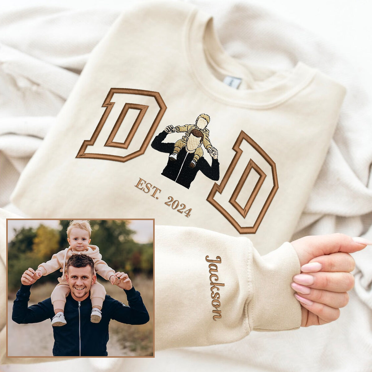 Custom Dad shirt, Embroidered dad shirt, Embroidery Photo, custom embroidered shirt, custom photo shirt,custom picture