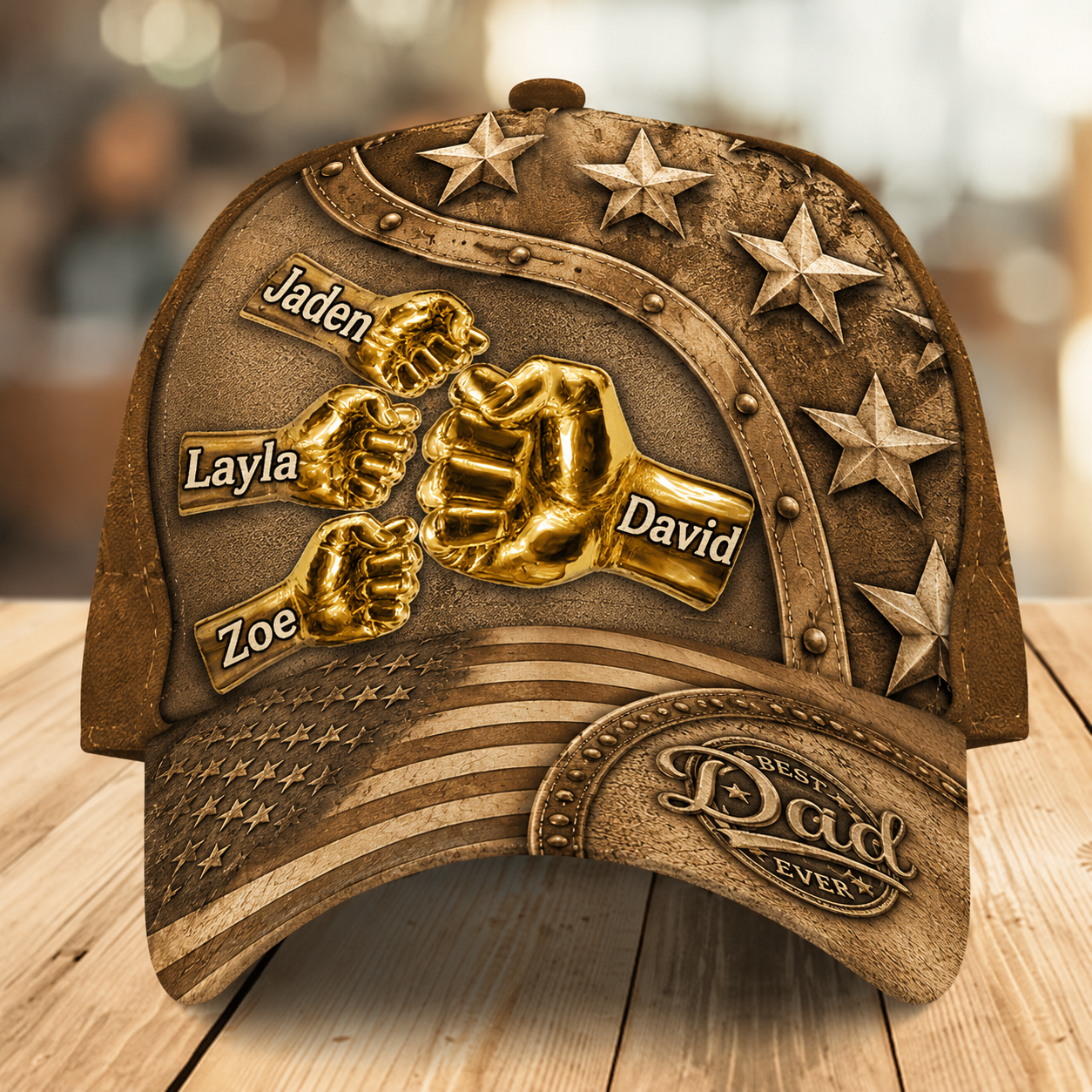 Best Dad Ever Personalized Classic Cap, Fist Bump Daddy Cap, Custom Dad Hat with Kids Name, Dad Baseball Cap, Gifts for Dad, Daddy, Grandpa, Husband On Fathers Days