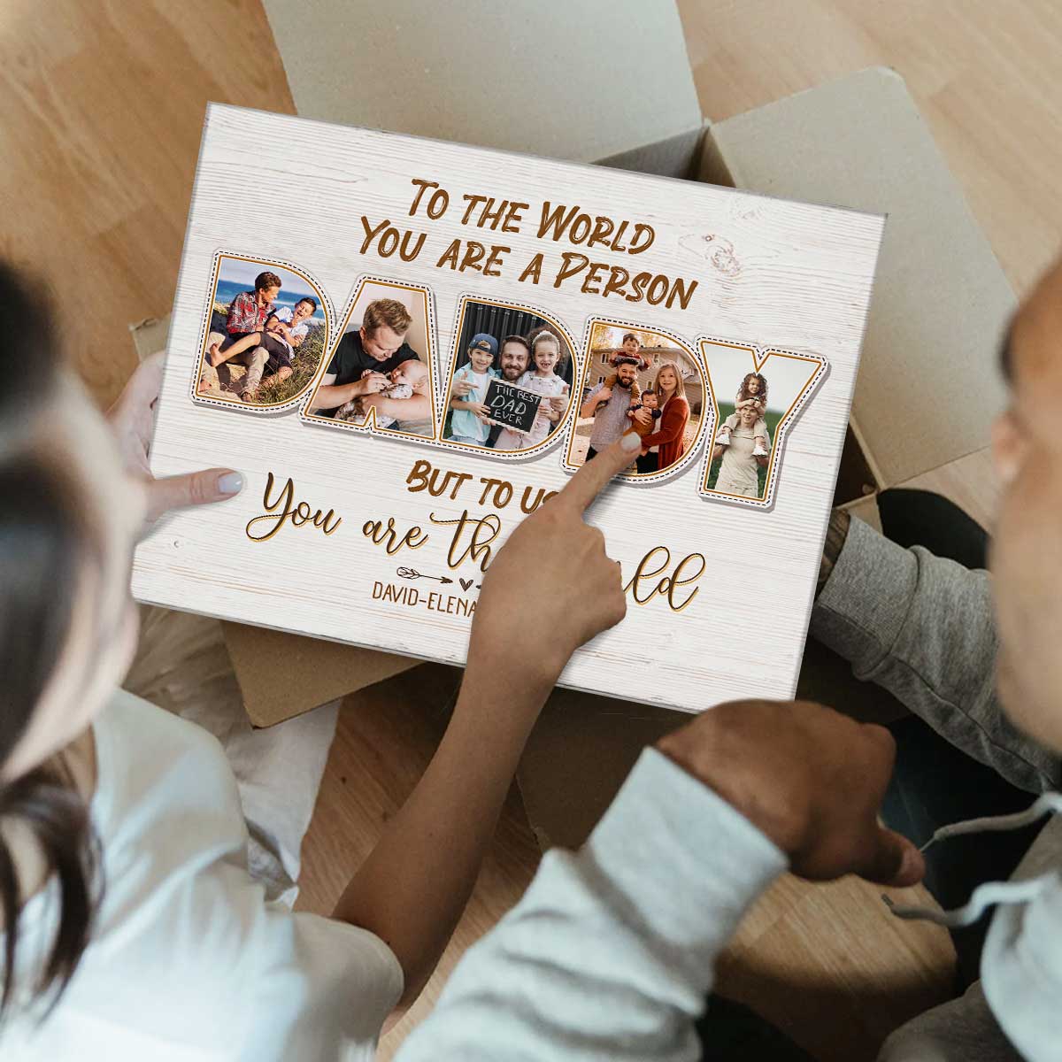 Daddy To The World You Are A Person But To Us You Are The World Canvas Photo Print, Personalized Fathers Day Present 2025