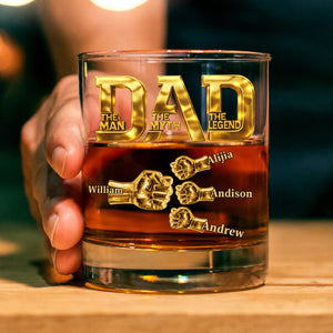 Dad The Man The Myth The Legend - Personalized Custom Whiskey Glass , Father's Day Gift, Custom Gift For Papa, Dad, Husband