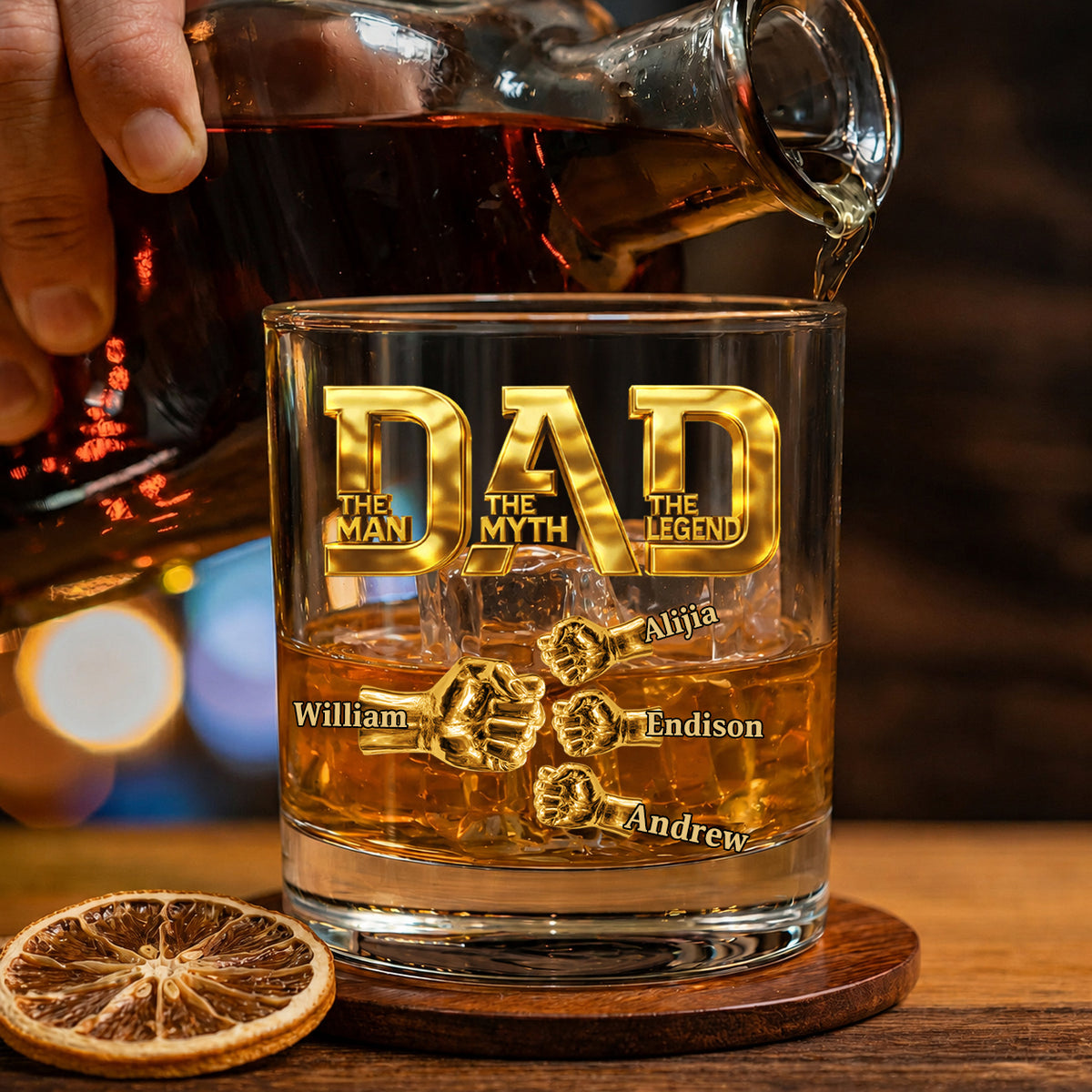 Dad The Man The Myth The Legend - Personalized Custom Whiskey Glass , Father's Day Gift, Custom Gift For Papa, Dad, Husband