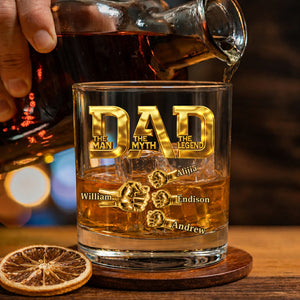 Dad The Man The Myth The Legend - Personalized Custom Whiskey Glass , Father's Day Gift, Custom Gift For Papa, Dad, Husband