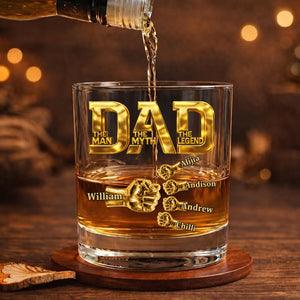 Dad The Man The Myth The Legend - Personalized Custom Whiskey Glass , Father's Day Gift, Custom Gift For Papa, Dad, Husband