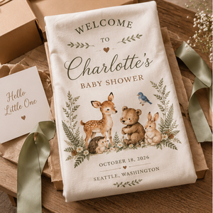 Personalized Woodland Baby Shower Welcome Sign Fabric Banner Custom Baby Shower Entrance Sign Woodland Animals Party Decor daf388b4-4c28-451a-bc80-34d3a64e19bc-mockup_set1_image3.png