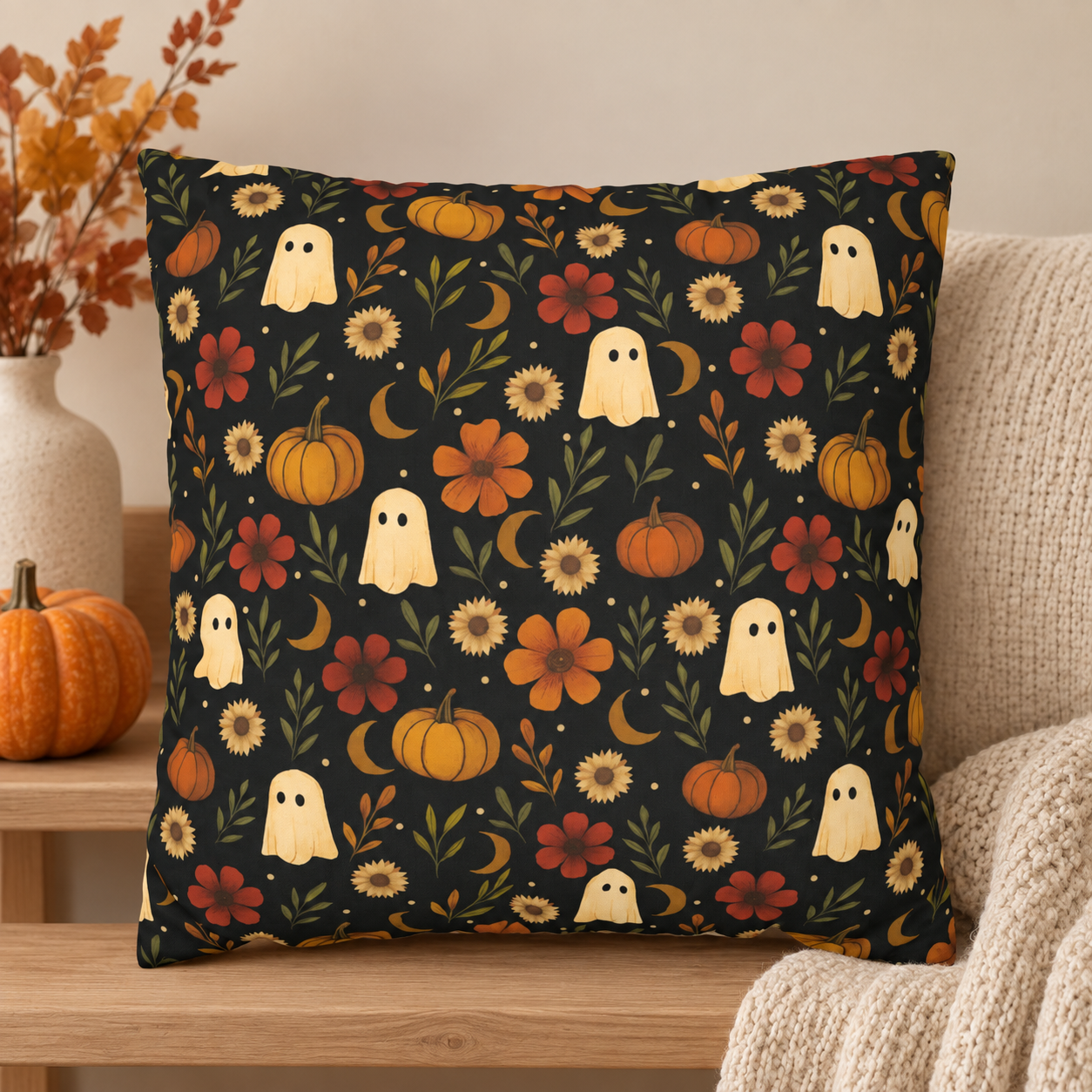 Vintage Halloween Ghost Pillow Cover: Rustic Fall Decor, Double Sided Print, Hidden Zipper, Multiple Sizes db044029-2ea1-4af3-9988-7decefe31ae1-dfdfrerthu-1-.png