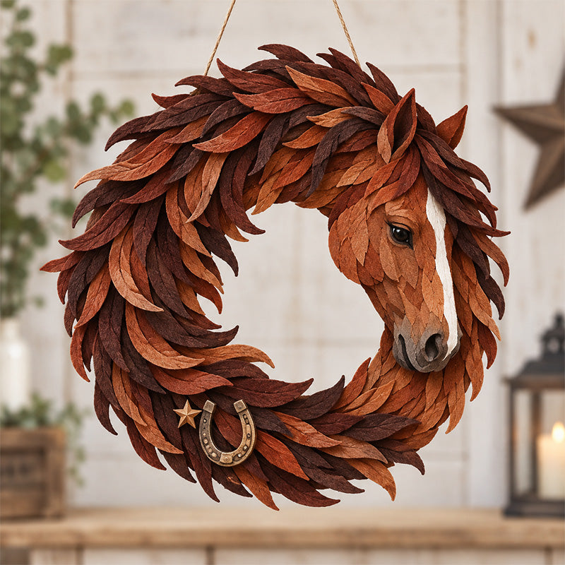 Rustic Horse Wreath with Horseshoe Detail - Wooden Sign db140eb0-4c90-49d7-b9cc-d7235455d88a-1_d99d38a6-8473-4a4f-ab04-f0979a463661.jpg
