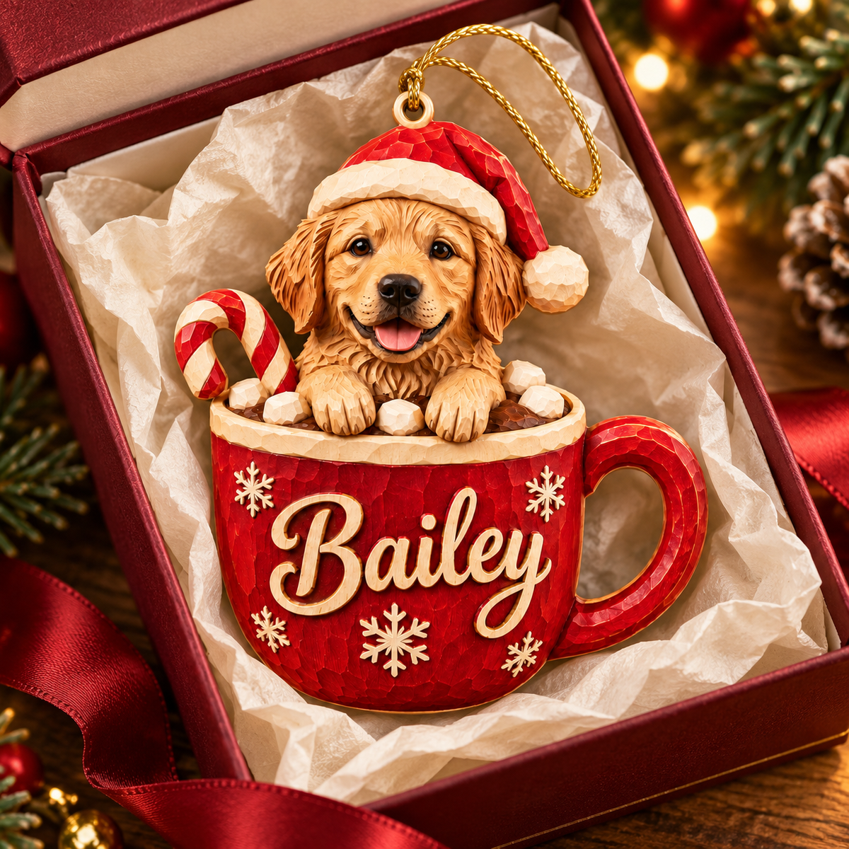 Personalized Dog Christmas Ornament – Custom Pet Photo & Name, 3D Relief Hot Cocoa Mug Ornament, Christmas Gift for Dog Lovers db36ce2c-9997-434c-86a9-8f7fee098e75-Bailey-puppy-ornament-in-gift-box-3.png