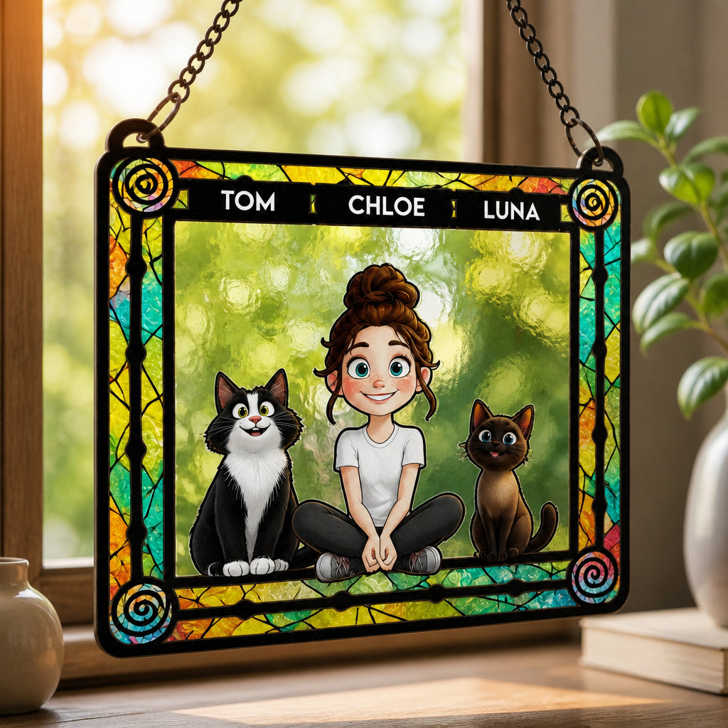 Photo-to-Cartoon Family & Pets Stained-Glass Suncatcher - Personalized Rectangle Stained Glass Suncatcher (PW) db371f85-ac81-4a69-ace9-7a7e69c71f33.jpg