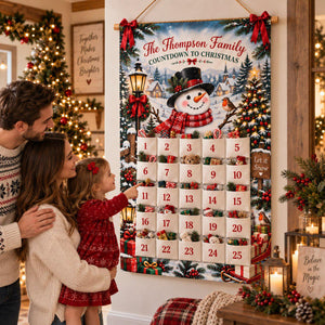 Personalized Reusable Fabric Advent Calendar, Snowman Christmas Countdown, Custom Family 25 Pocket Advent Calendar, Holiday Wall Xmas Decor db4bb5c4-8631-4a62-bfc5-1b084ae988c5-il_fullxfull.8528110922_63qi.jpg