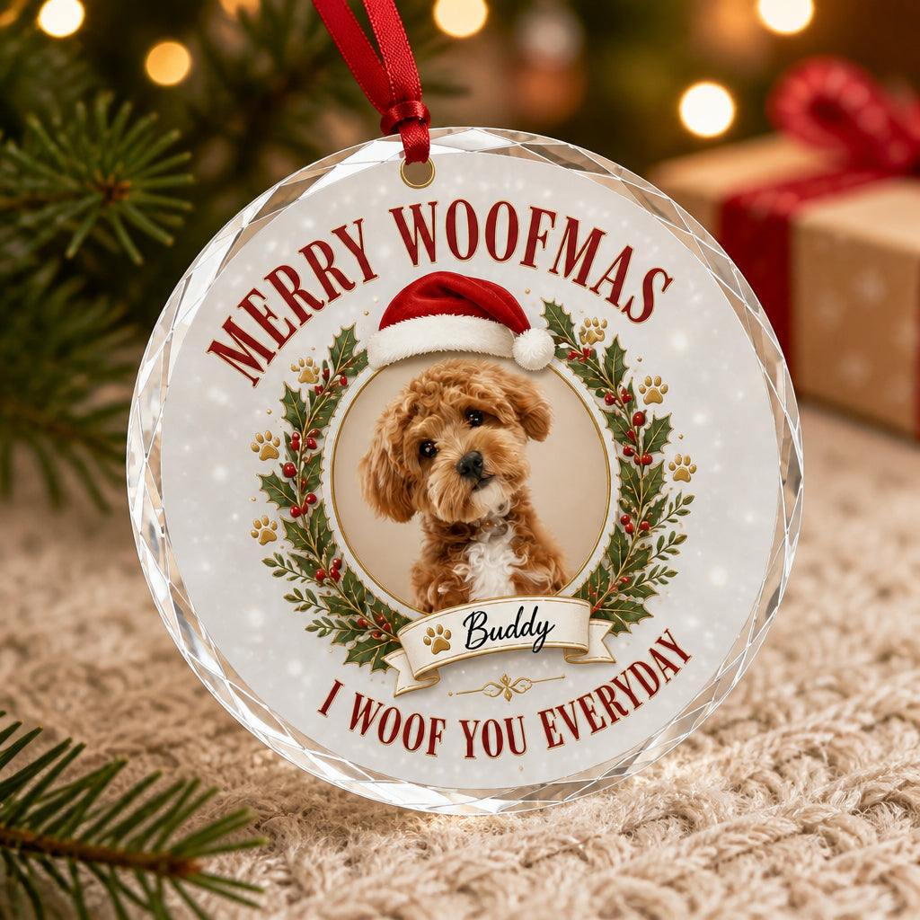 Merry Woofmas Pet Photo Crystal Ornament - Personalized Crystal Ornament db5e8642-e556-4f45-a10b-7a262bb764be.jpg