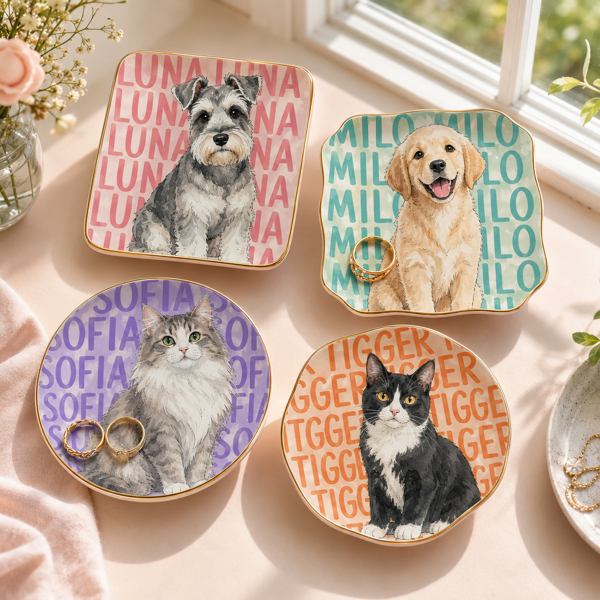 Custom Pet Portrait Name Watercolor Jewelry Dish, Personalized Cat Mom Jewelry Dish, Pet Memorial Gift for Pet Lover dba08a6a-e504-4d3d-b0f6-6576522e9510-1.png